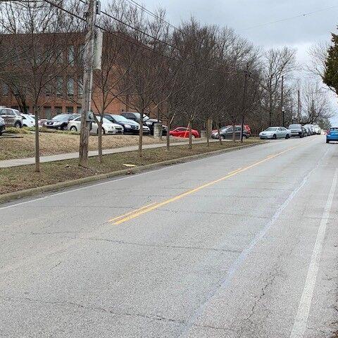 Police vehicles outside Eastern High School after gun found there on Jan. 23, 2023